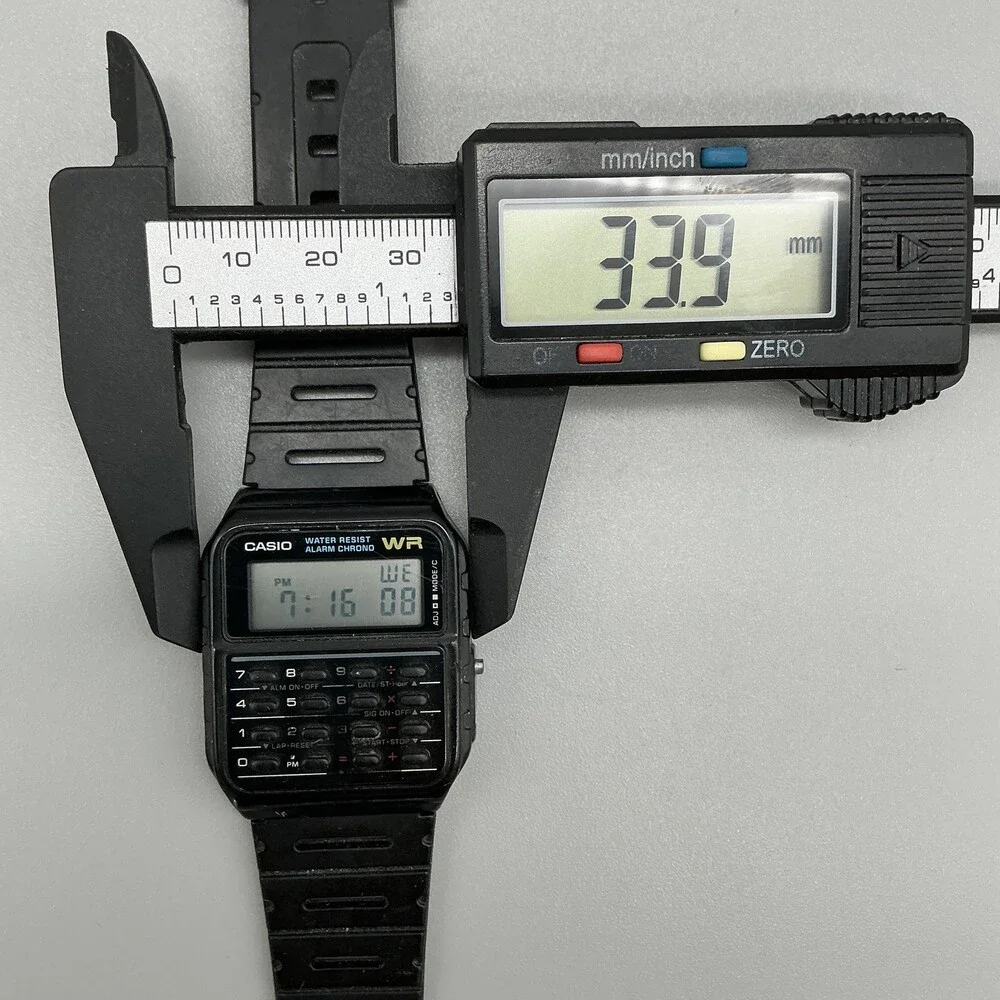 Casio CA-53W Mens Watch 34mm Gray Digital Black Resin Calculator Alarm Chrono WR